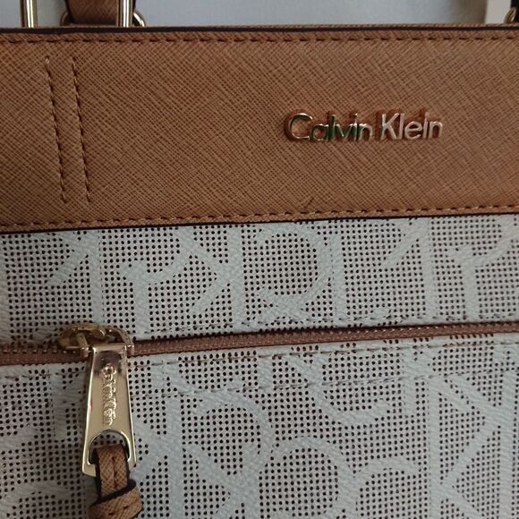 Calvin Klein beige & Brown Satchel Shoulder Bag - Picture 6 of 11
